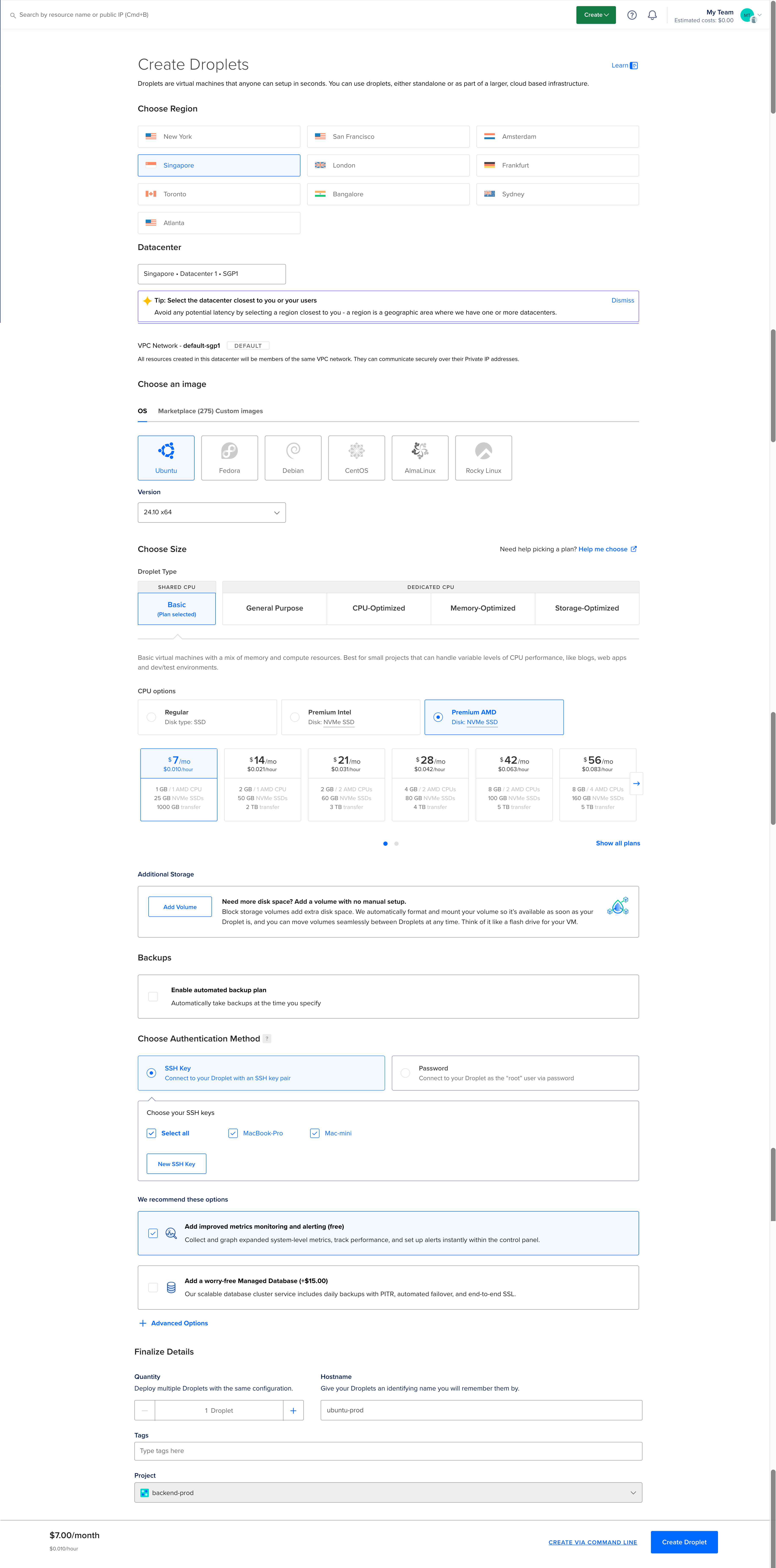 创建 Droplets 配置